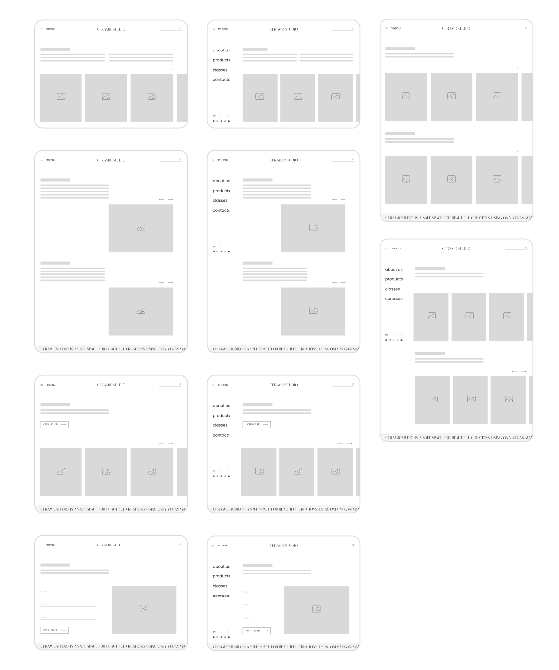 ceramic website wireframes image